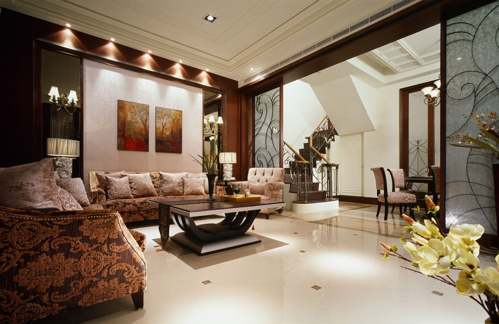 别墅客厅美式贵气风装修图 - 效果图