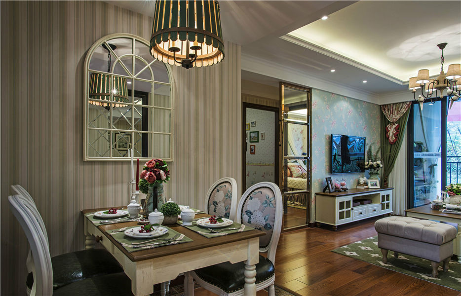 清新美式田园风格餐厅装饰图片 - 效果图