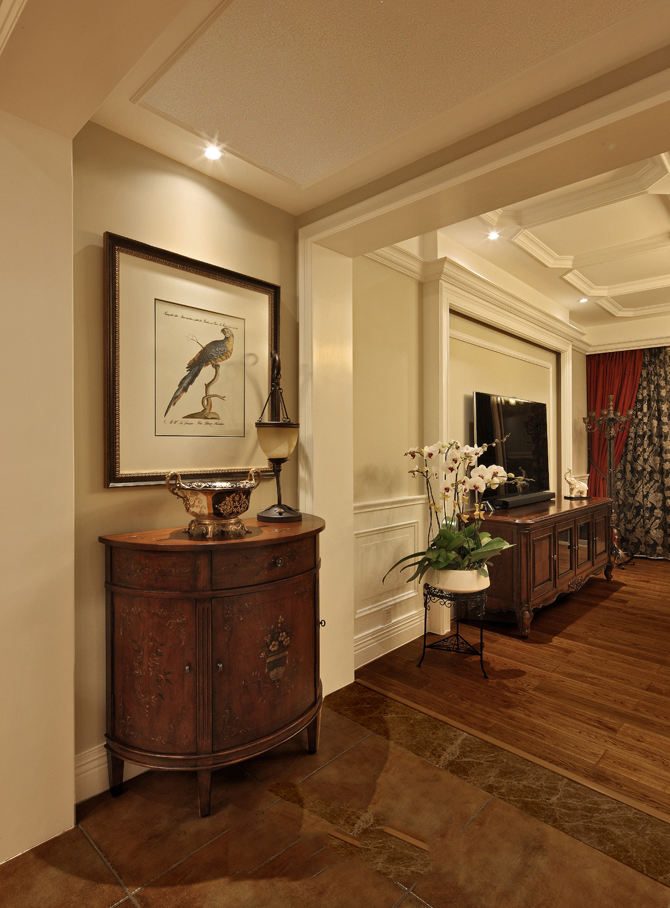 古朴美式风格家居玄关装饰图 - 效果图