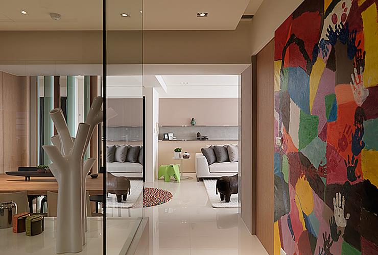 现代简约家居过道彩绘墙欣赏 - 效果图