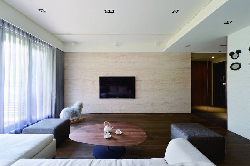 家装简约客厅电视背景墙设计 - 效果图