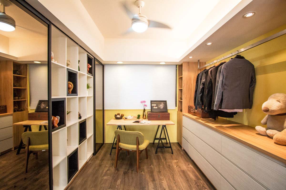宜家衣帽间书房一体效果图