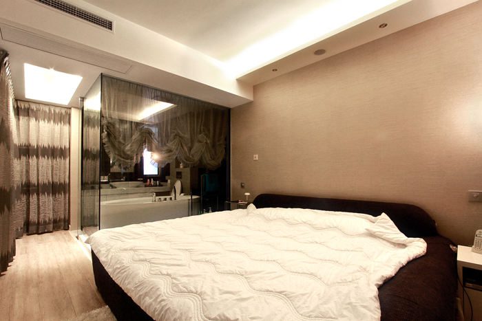 含蕴现代三居暗色调温馨主卧室 - 效果图