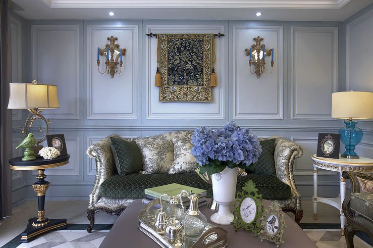 梦幻复古欧式风格客厅壁画装饰效果图