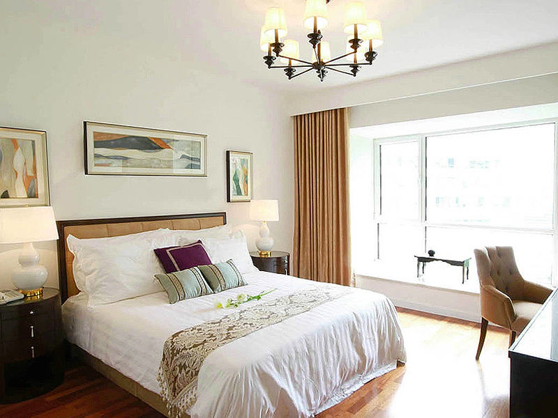 简约温馨新中式卧室背景墙效果图