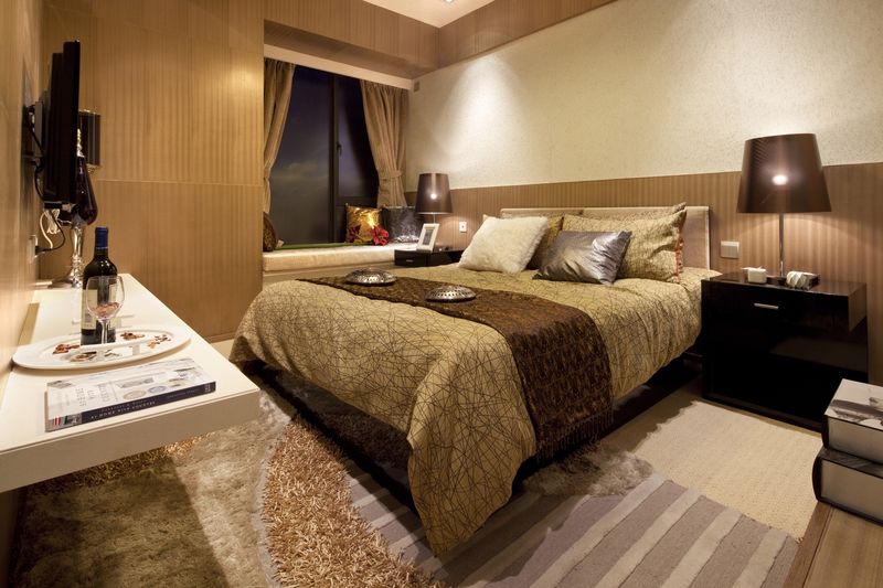 香槟色优雅后现代卧室飘窗效果图