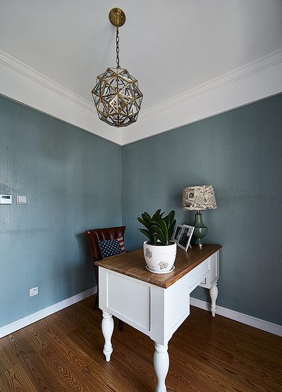 蓝灰色美式书房装潢效果欣赏 - 效果图