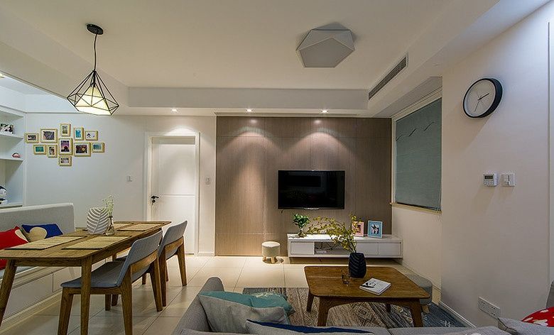 简约北欧小户型客餐厅电视背景墙效果图