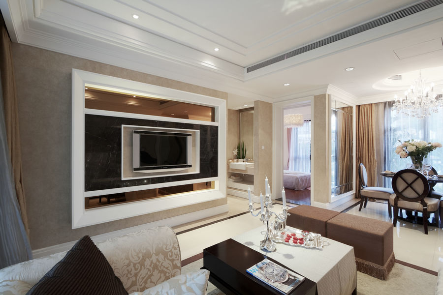 精致现代设计家居电视背景墙效果图