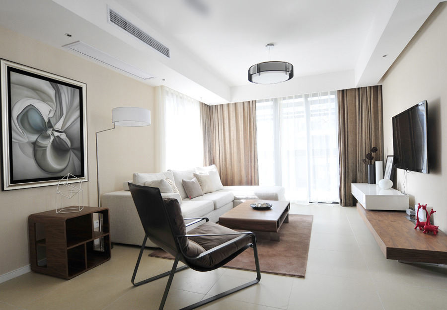 优雅现代简约客厅整体展示图 - 效果图