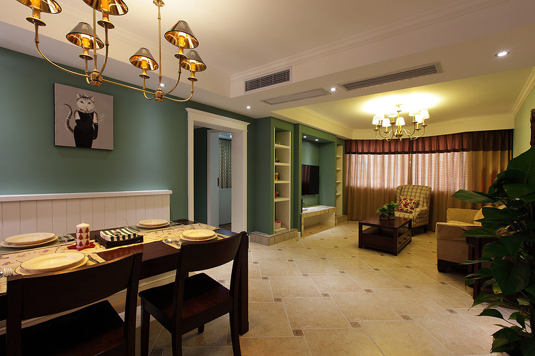 清新舒适复古美式三居设计欣赏图 - 效果图