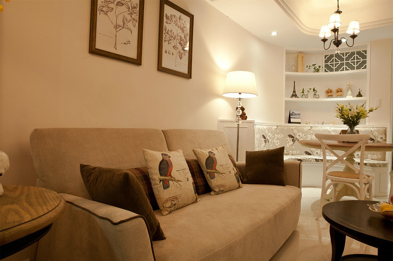 小清新简约背景墙沙发效果图