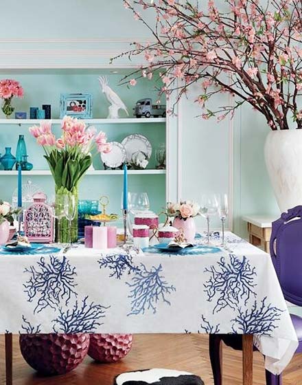 清新森系田园风餐厅桌布装饰图 - 效果图