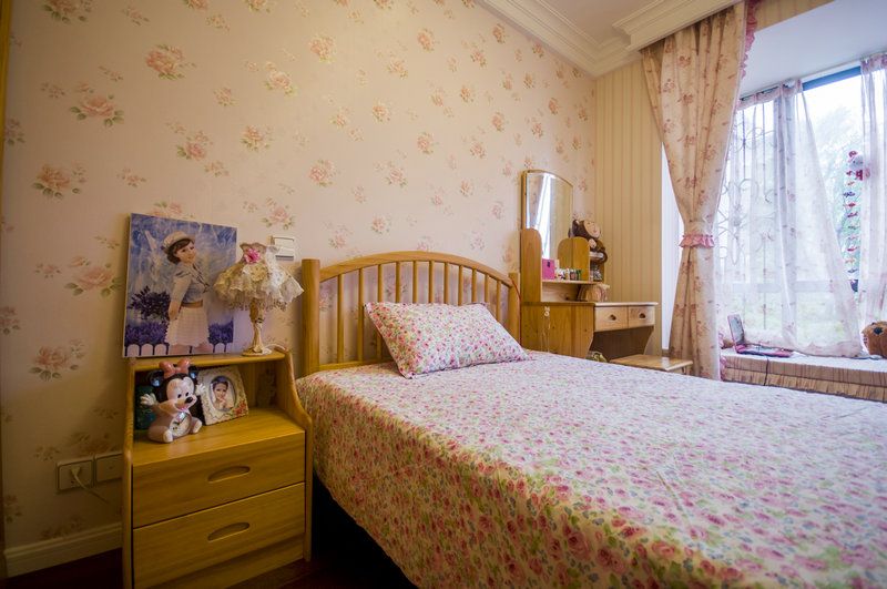 清新小碎花田园风格儿童房软装搭配案例图片 - 效果图