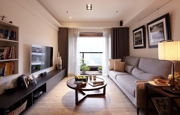 家装简约带阳台客厅设计装修图片 - 效果图