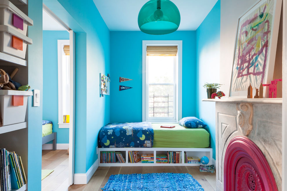 蓝色唯美简约儿童房装饰图 - 效果图