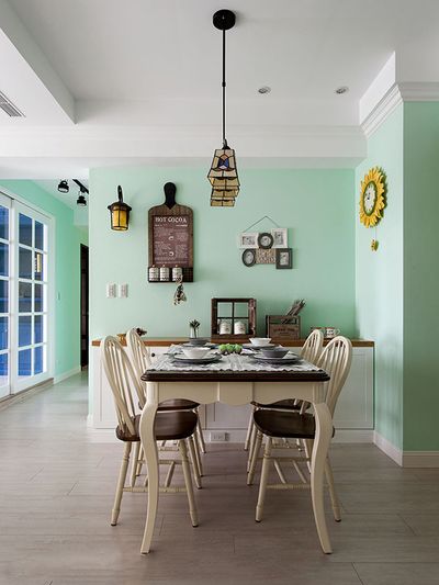 小清新美式田园混搭餐厅效果图