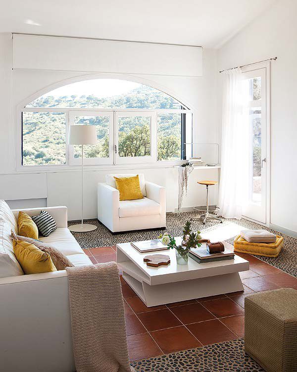 现代简约客厅马蹄窗效果图