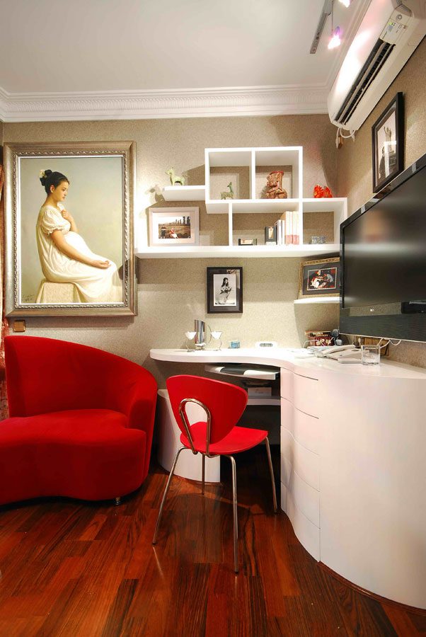 时尚混搭家装书房不规则电脑桌设计效果图