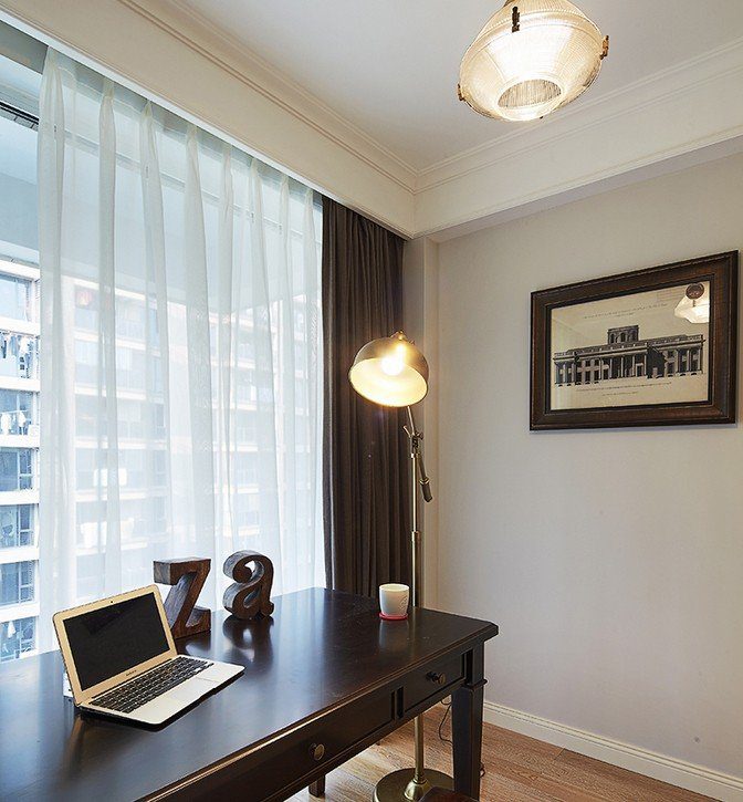 经典复古文艺美式书房电脑桌效果图