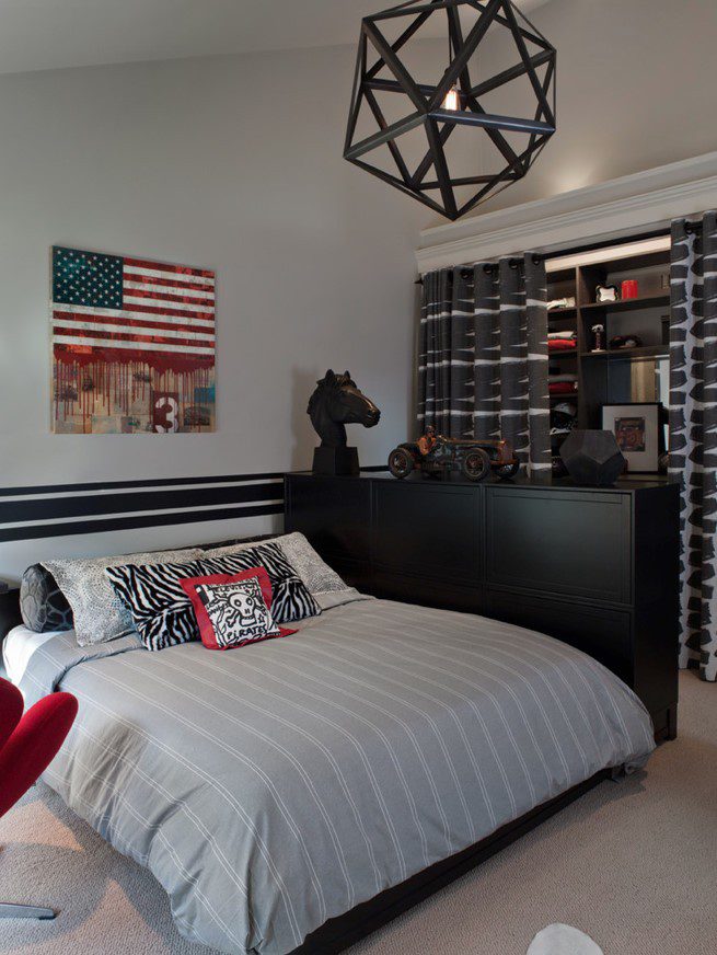 美式风格男生房软装装饰设计 - 效果图