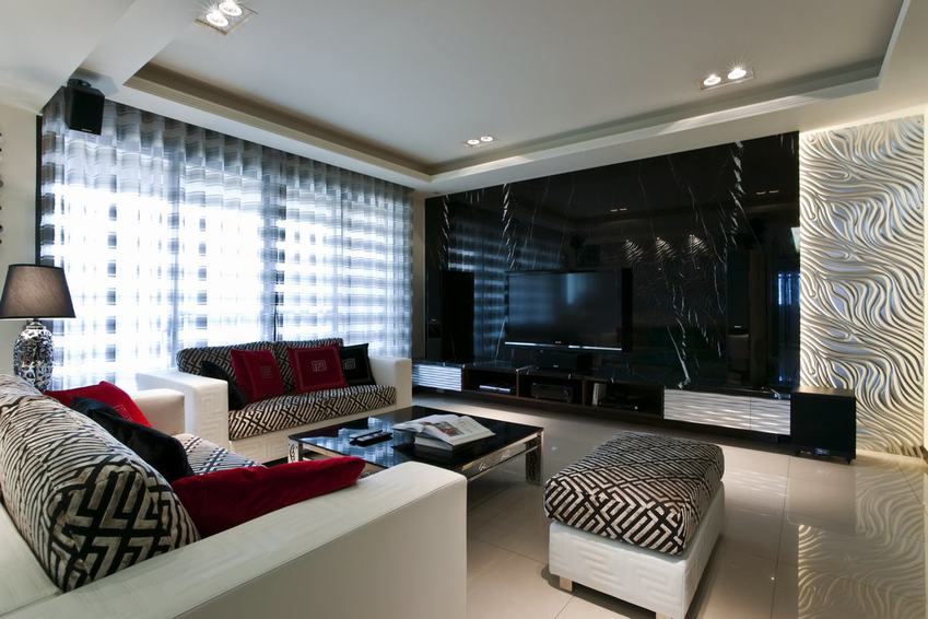 时尚豪华现代客厅展示图 - 效果图