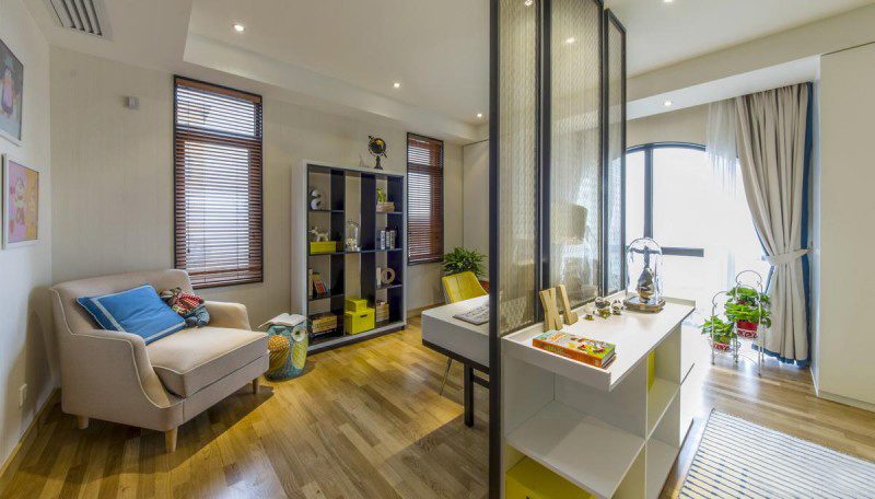 清爽现代时尚书房隔断展示效果图