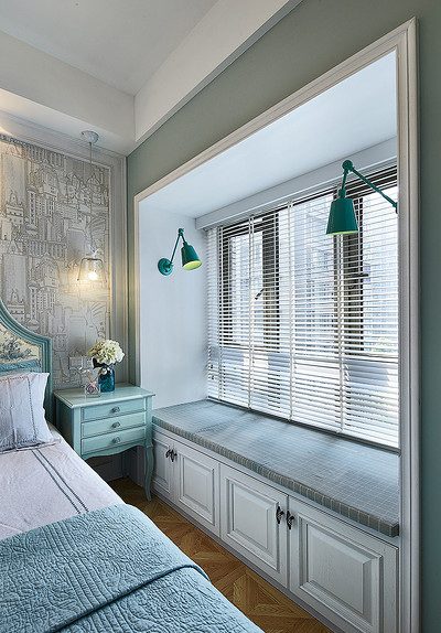 唯美蓝色欧式飘窗效果图