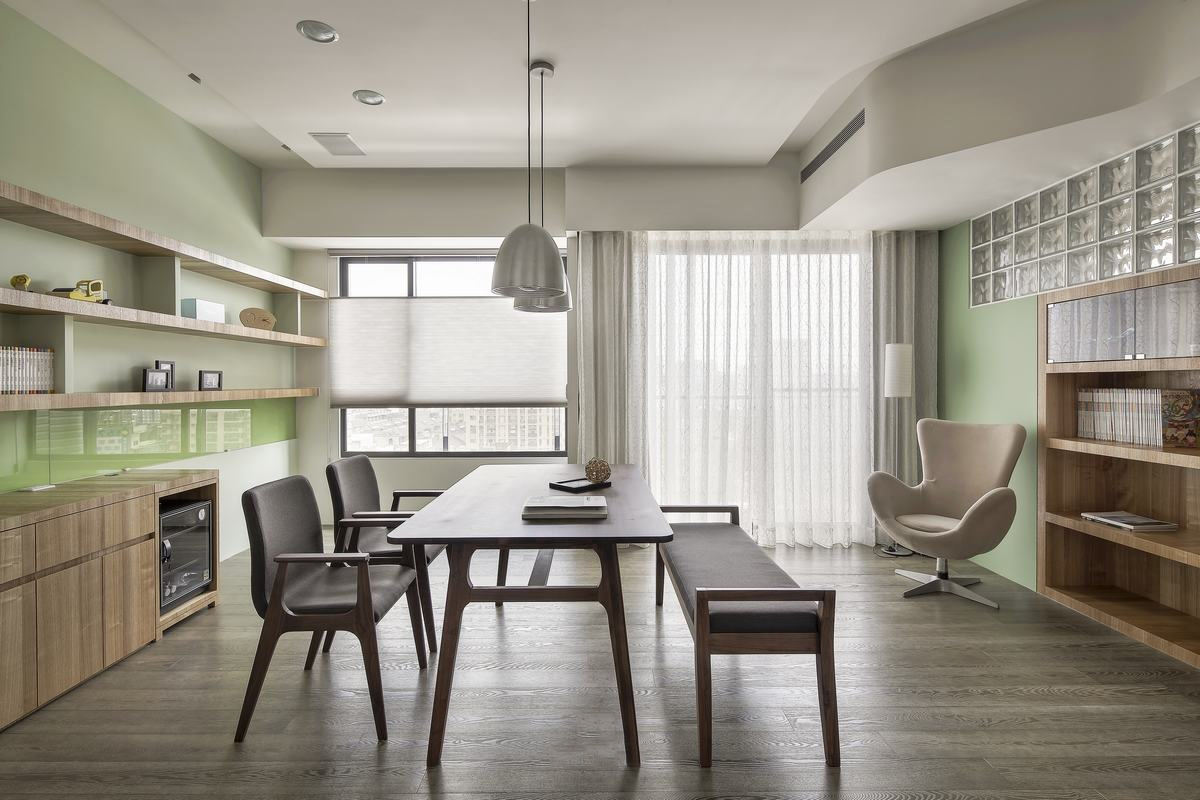 清新原木简约书房装修图 - 效果图