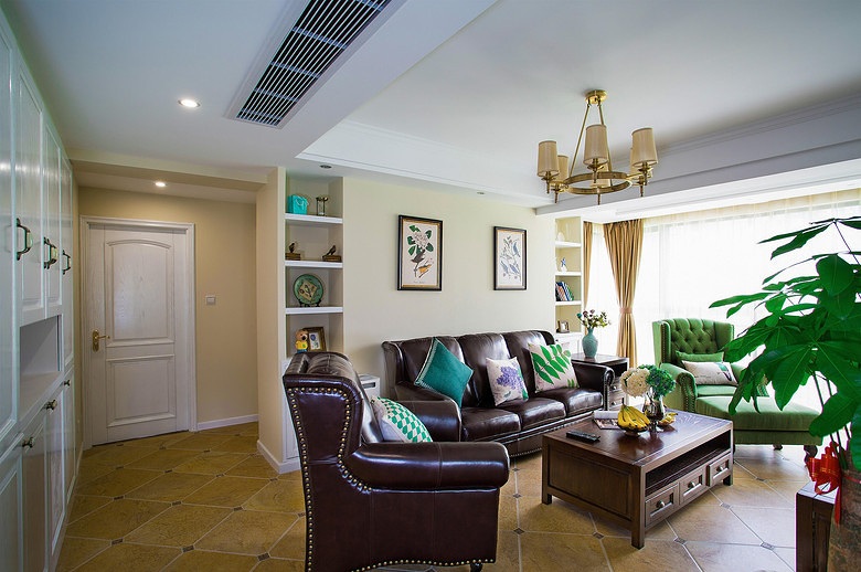 美式复古装修客厅背景墙效果图