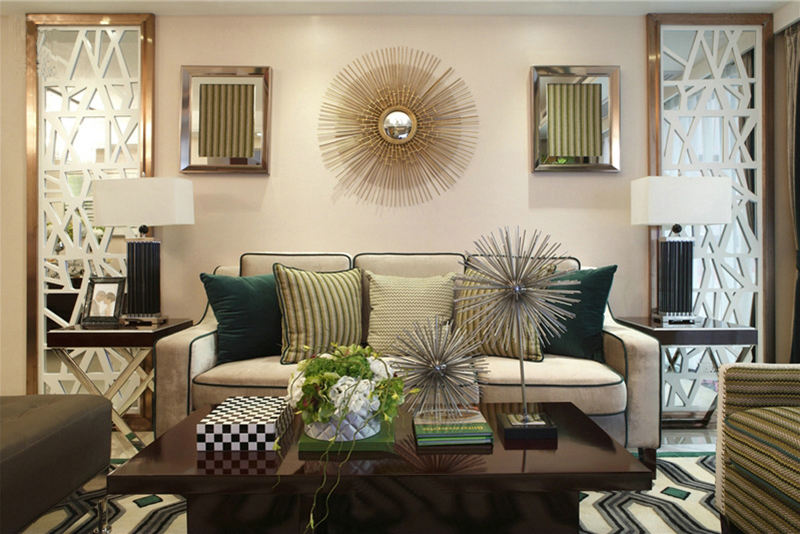 低奢现代波普风客厅特色背景墙效果图