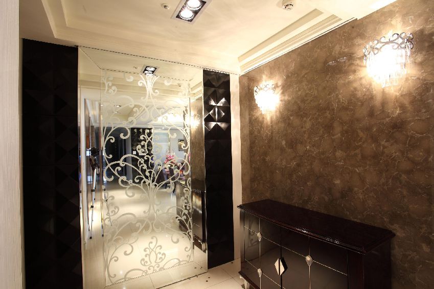 欧式风格 玄关印花玻璃背景墙设计 - 效果图