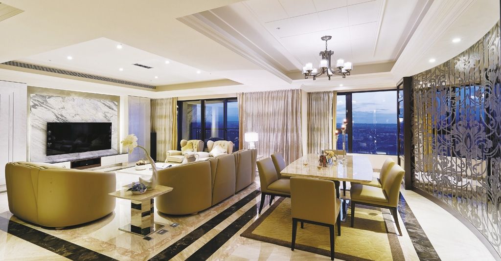 花雕隔断新古典风格客厅效果图