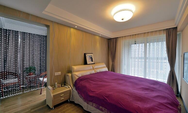 时尚现代家装卧室珠帘隔断设计效果图