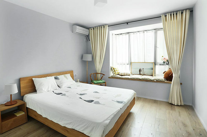 简洁北欧主卧飘窗设计 - 效果图