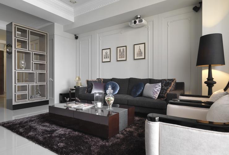 时尚现代简欧客厅博古架隔断设计 - 效果图