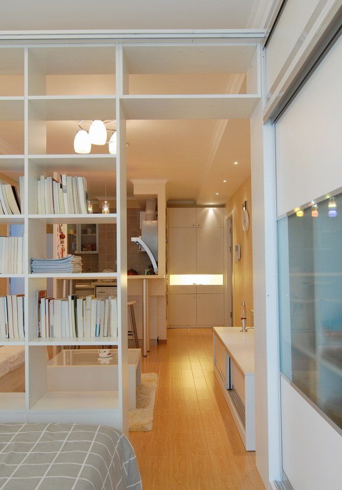 优雅简洁现代小户型书架隔断图 - 效果图