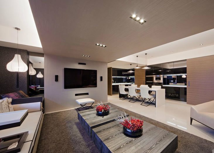 个性简约现代风客厅吊顶效果图