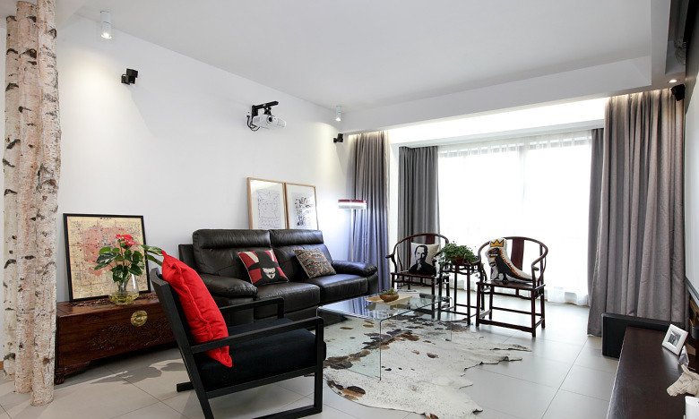 北欧风格客厅落地窗装修设计效果图