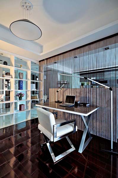 黑白时尚现代简约风书房线帘隔断 - 效果图