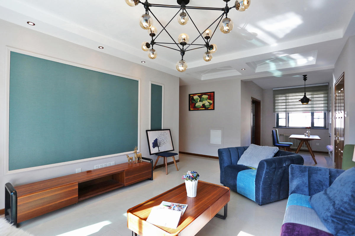 温馨简约现代公寓客厅精装样板间 - 效果图