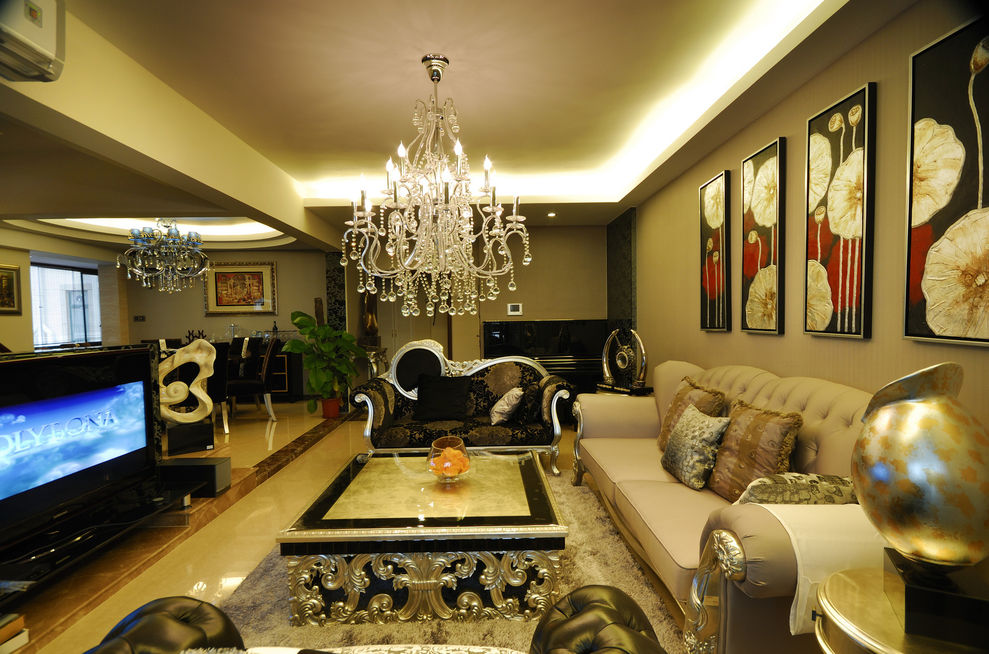 华贵大气稳重新古典装修风格复式家装设计图 - 效果图