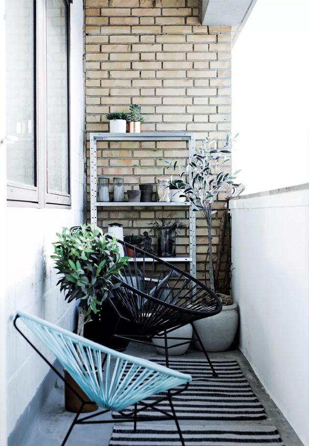 北欧装饰风格家居阳台石砖背景墙设计图 - 效果图