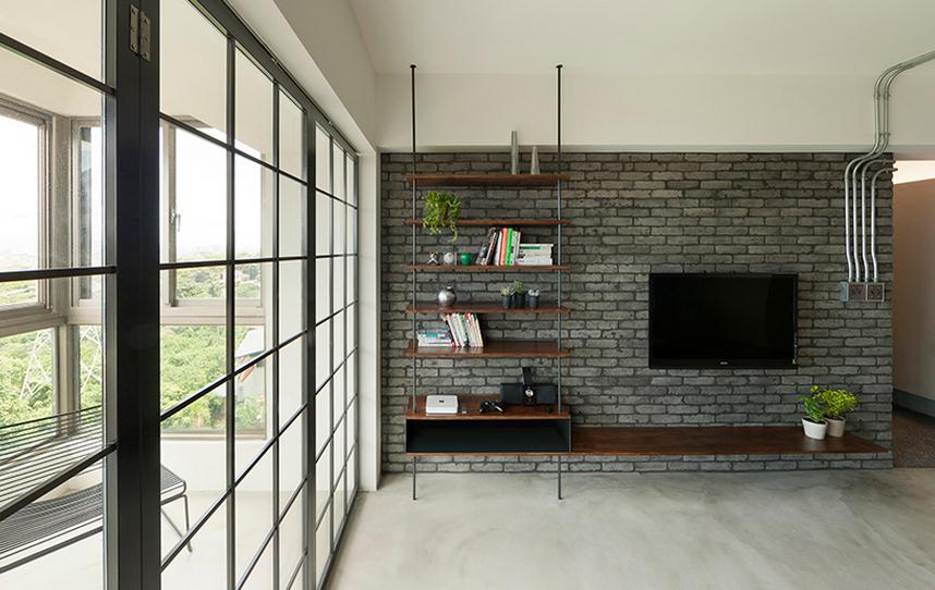 后现代工业风 家居电视背景墙设计 - 效果图