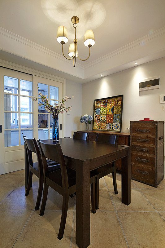 经典复古文艺美式餐厅四人桌效果图