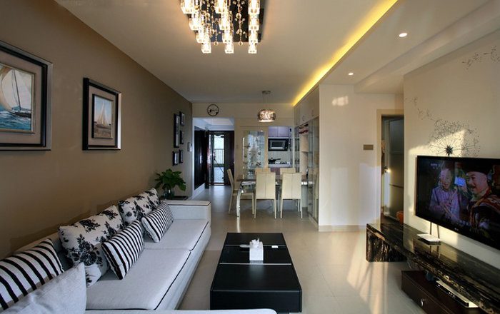 78平现代设计简朴装修二居室内装潢效果图