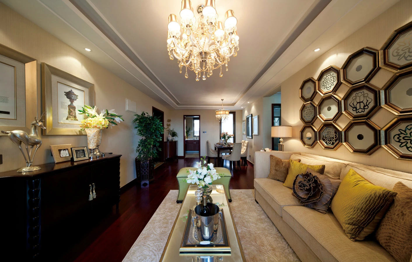 奢华现代美式装修客厅装饰 - 效果图
