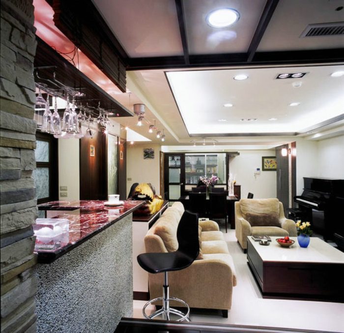 时尚北欧风家居吧台装饰图 - 效果图