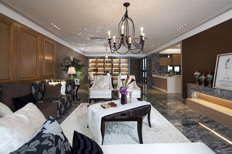 花岗岩装饰现代豪华别墅客厅效果图