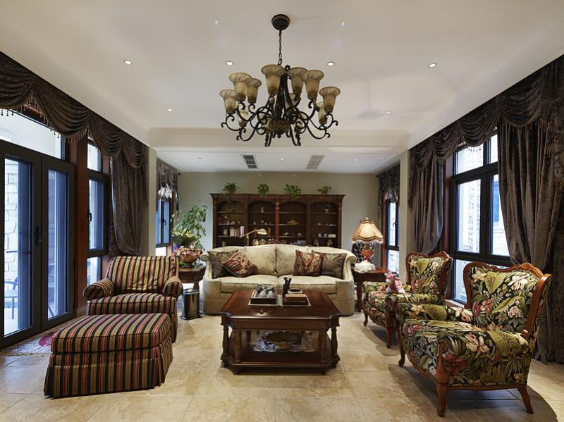丰裕华丽欧式别墅客厅布置 - 效果图